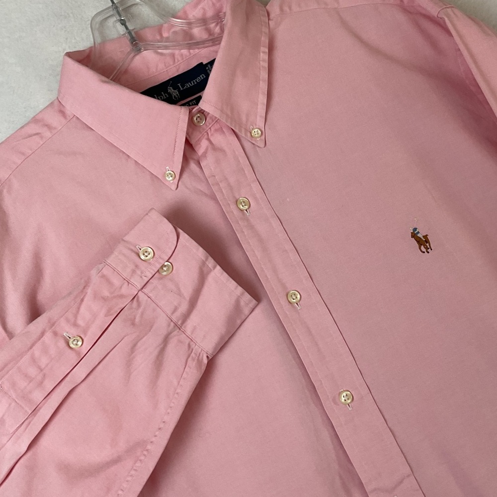 Ralph Lauren Mens Classic Fit Pink Oxford Button Down Shirt 17.5 36/37 XL